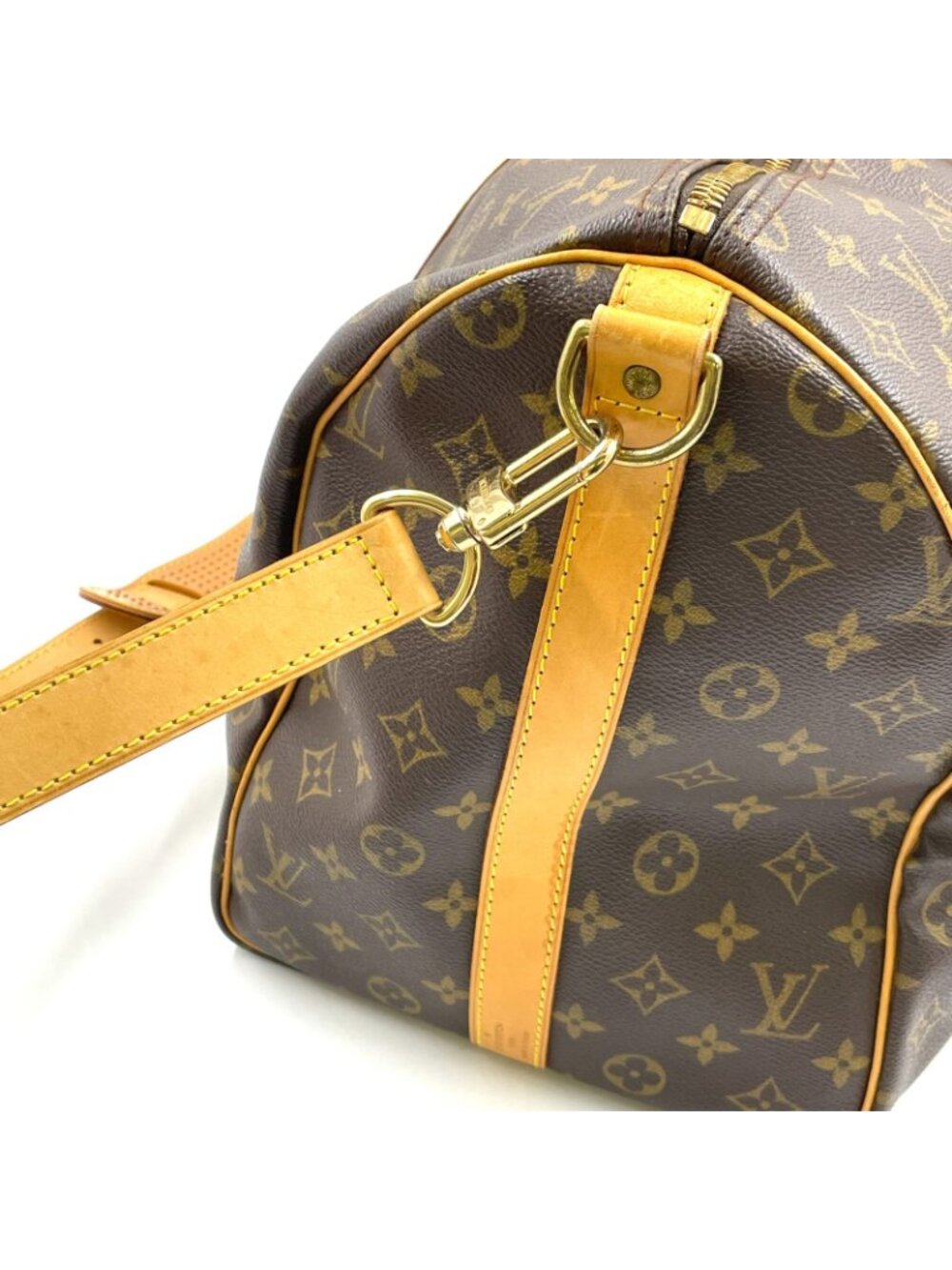 Louis Vuitton Keepall Bandouliere 50 Monogram Leather Brown Boston Bag Gold - Picture 10 of 15
